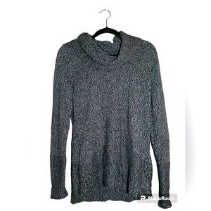 Calvin Klein Sweater Cowl Neck Chunky Knit Black Gray Women's small